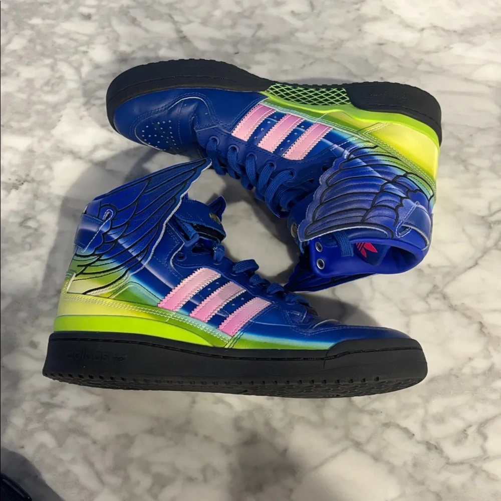 Adidas x Jeremy Scott men’s Blue and Pink Sneakers with Wings